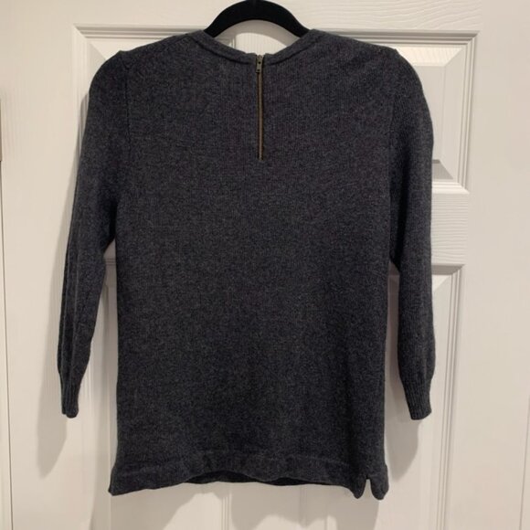 J. Crew Womens Size XS Gray Jeweled Starburst Beaded Wool Blend Sweater - Picture 2 of 3